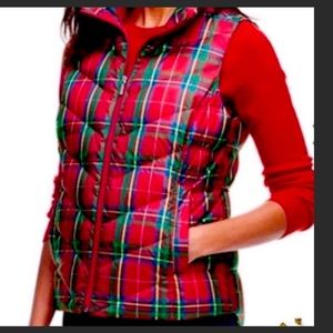 Lands End Plaid Puffer Vest Size L